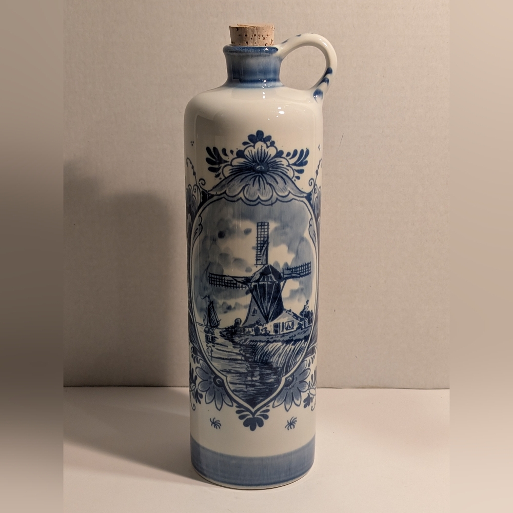 Delft Blue Decanter Blankenheym's Empty Apricot Brandy Distillery Rotterdam